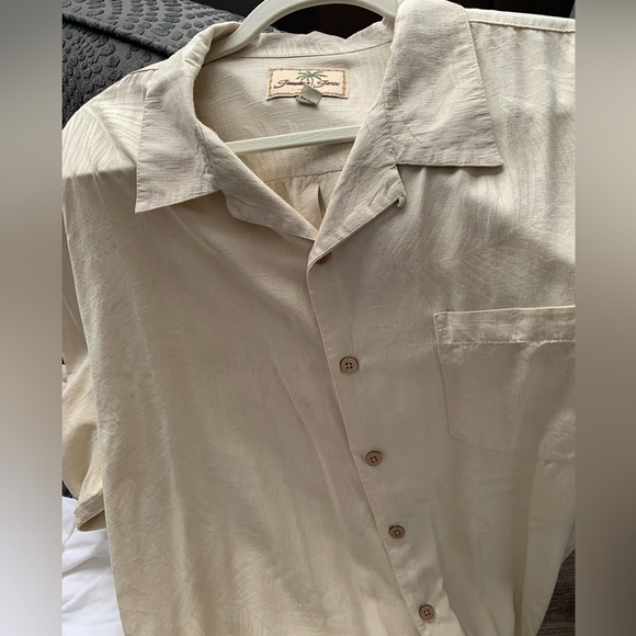 Jamaica Jaxx Mens Silk Button Down Shirt, Palm Print, Large, Good Condition - Picture 5 of 16